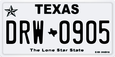 TX license plate DRW0905