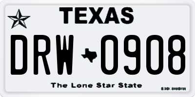 TX license plate DRW0908