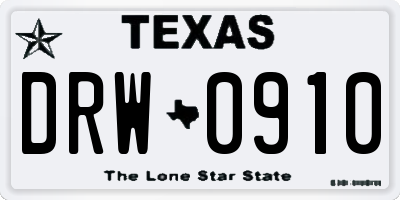 TX license plate DRW0910