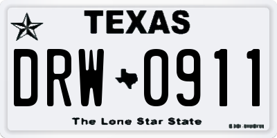 TX license plate DRW0911