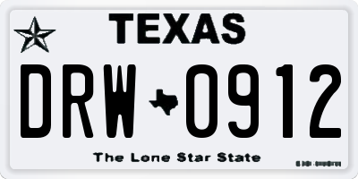 TX license plate DRW0912