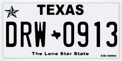 TX license plate DRW0913