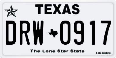 TX license plate DRW0917