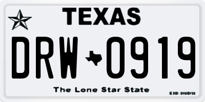 TX license plate DRW0919