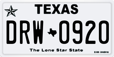 TX license plate DRW0920