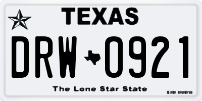 TX license plate DRW0921