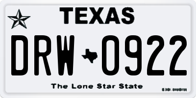 TX license plate DRW0922