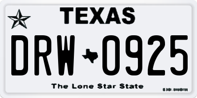 TX license plate DRW0925