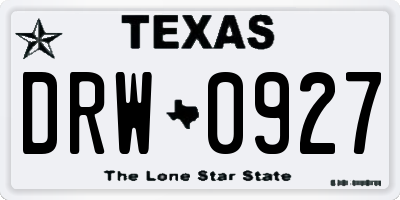 TX license plate DRW0927