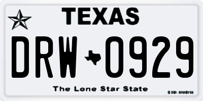 TX license plate DRW0929