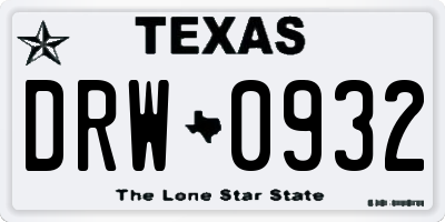 TX license plate DRW0932