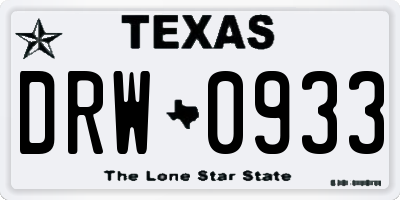 TX license plate DRW0933