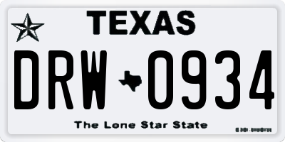 TX license plate DRW0934