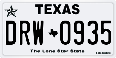 TX license plate DRW0935
