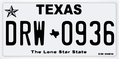 TX license plate DRW0936