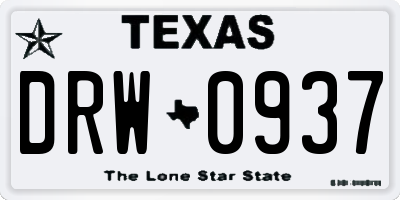 TX license plate DRW0937