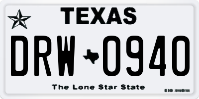 TX license plate DRW0940