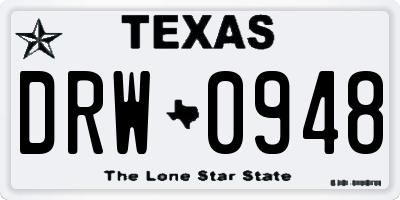 TX license plate DRW0948