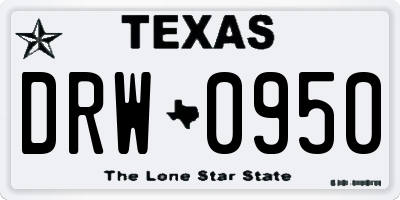 TX license plate DRW0950