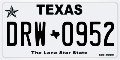 TX license plate DRW0952