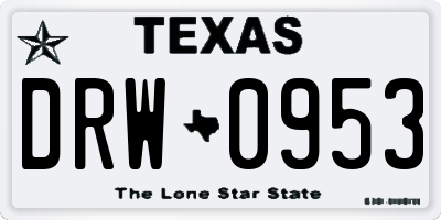 TX license plate DRW0953