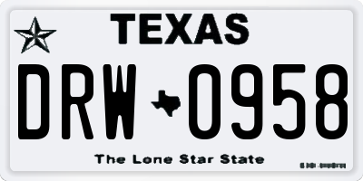 TX license plate DRW0958