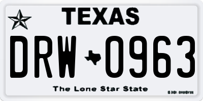 TX license plate DRW0963