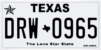 TX license plate DRW0965