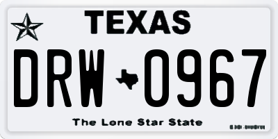 TX license plate DRW0967