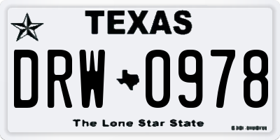 TX license plate DRW0978