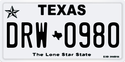 TX license plate DRW0980