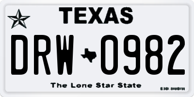 TX license plate DRW0982