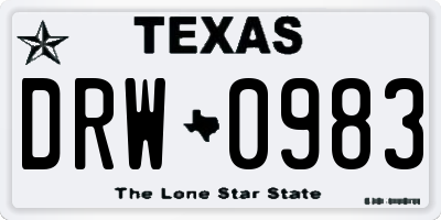 TX license plate DRW0983