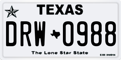 TX license plate DRW0988