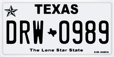 TX license plate DRW0989