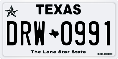 TX license plate DRW0991