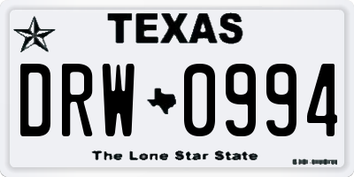 TX license plate DRW0994