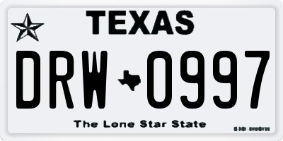 TX license plate DRW0997