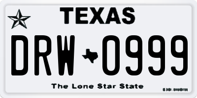 TX license plate DRW0999