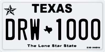 TX license plate DRW1000