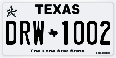 TX license plate DRW1002