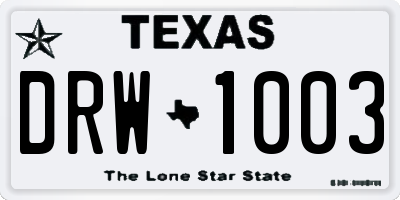 TX license plate DRW1003