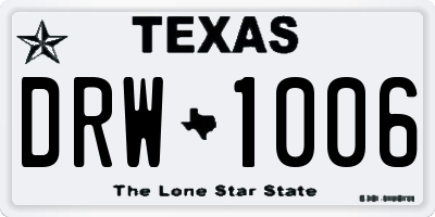 TX license plate DRW1006