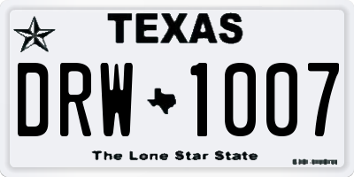 TX license plate DRW1007