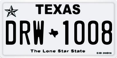 TX license plate DRW1008