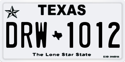 TX license plate DRW1012