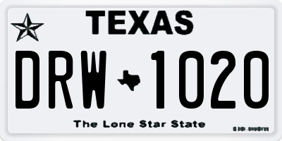 TX license plate DRW1020