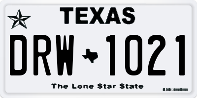 TX license plate DRW1021