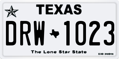 TX license plate DRW1023