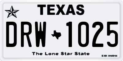 TX license plate DRW1025